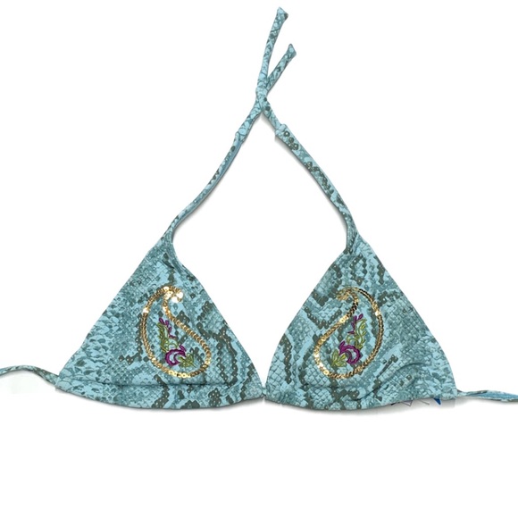 Cia Maritima Other - Blue Snakeskin Halter Bikini Top